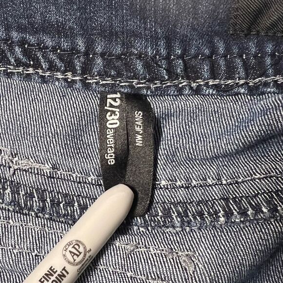 Nine West denim jeans bootcut contrast stitching bling on back pockets size 12 - Picture 8 of 8